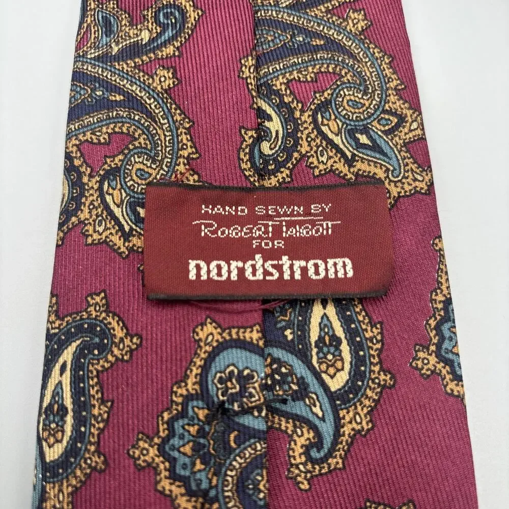 Robert Talbott Studio Nordstrom Men’s Neck Tie Silk Paisley Red USA
